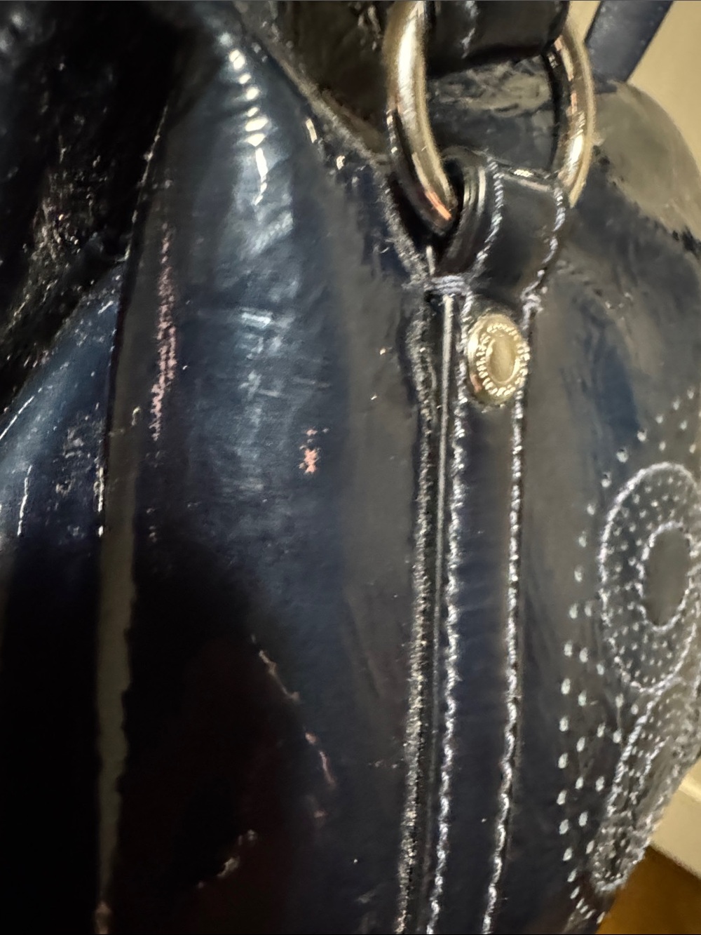 Coach Navy Patent Leather Satchel - Picture 9 of 10